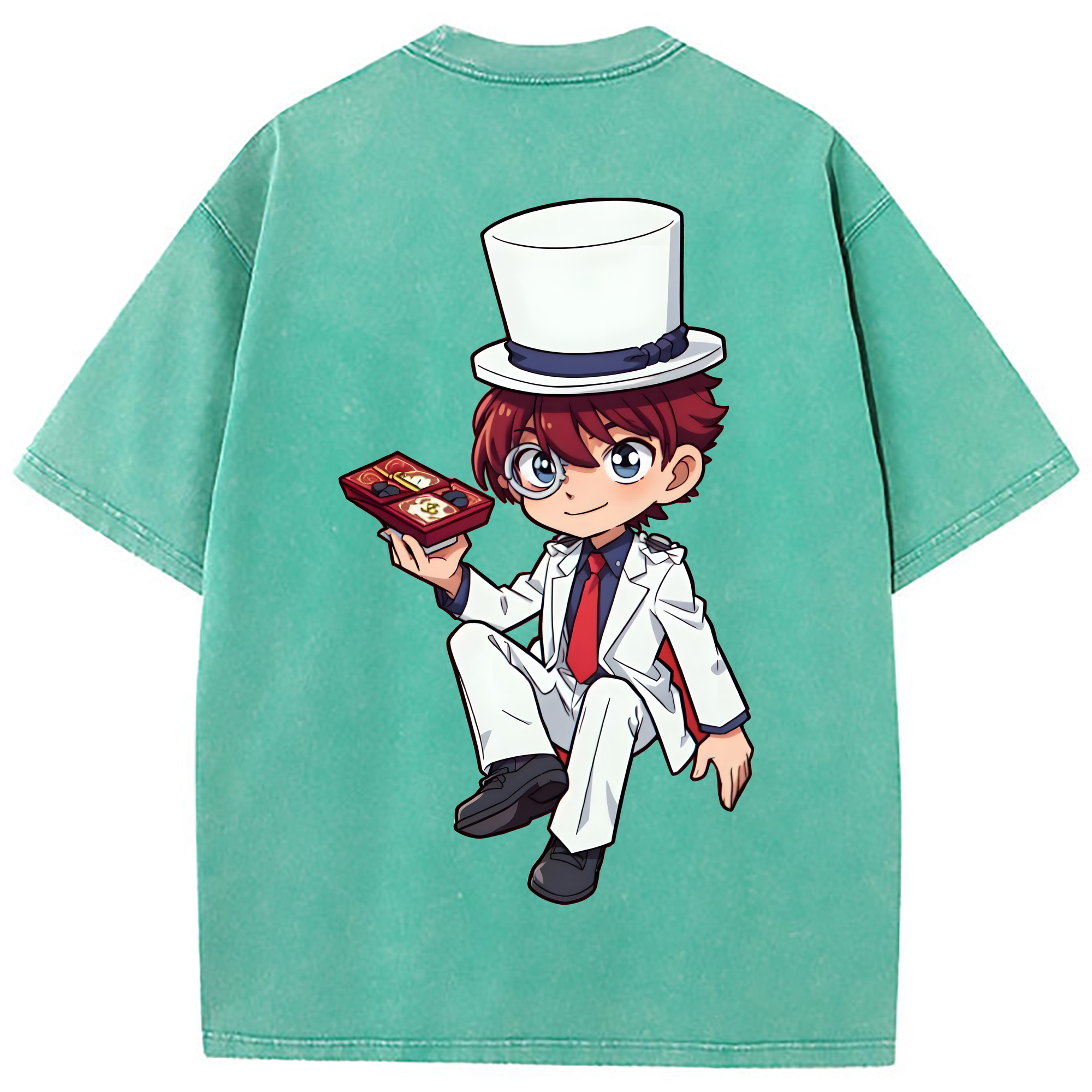 （画像用） 名探偵コナン くろば かいと Detective Conan Kuroba Kaito 綿100% ヴィンテージ風 半袖Tシャツ（背面プリント）